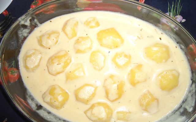 Batatas ao creme de queijo