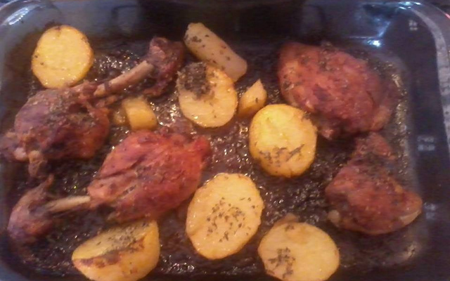 Frango assado crocante