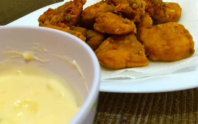 Panga empanado em cubos