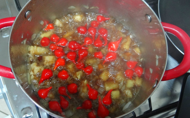Molho de abacaxi com pimenta para carnes