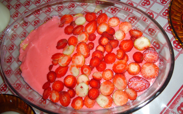 Torta de biscoito com morango