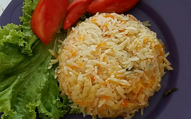 Arroz com bacalhau e cenoura