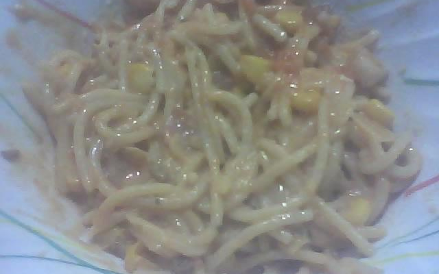 Macarrão ao requeijão e molho com bacon