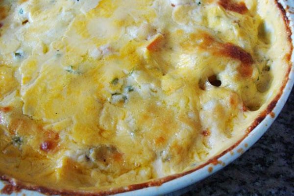Legumes gratinados com creme de queijo