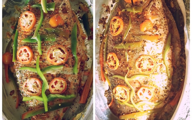 Matrinchã assado na churrasqueira