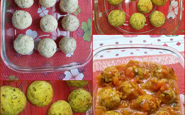 Almôndegas de soja com molho de tomate caseiro