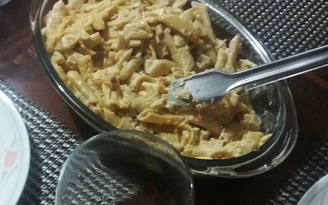 Penne ao molho de camarão branco