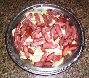 Inhame com calabresa