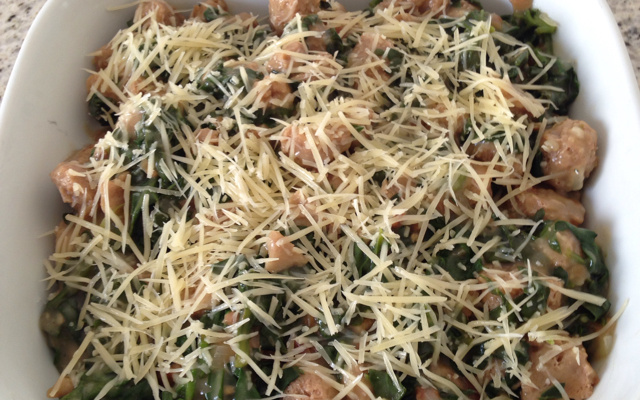 Carne de soja (PTS) com espinafre