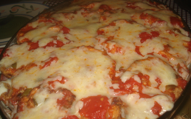 Fusilli de frango e berinjela