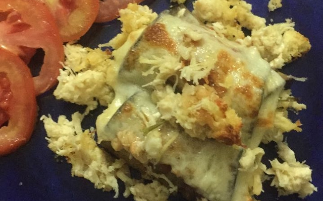 Canelone de berinjela com frango e requeijão light