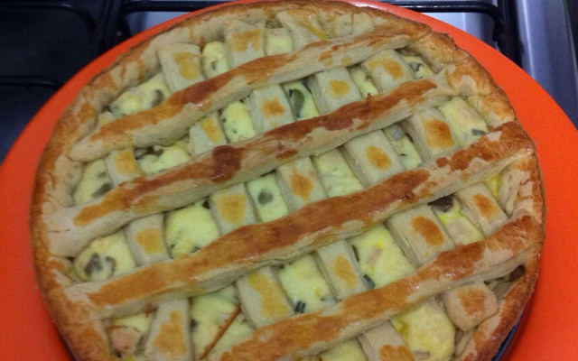 Torta de creme de leite com palmito