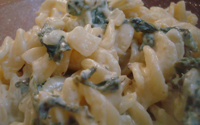 Macarrão com creme de ricota e espinafre