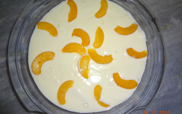 Pavê de pêssego em calda