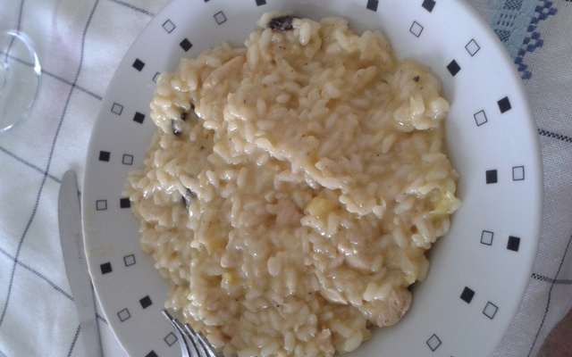 Risoto de frango com maçã