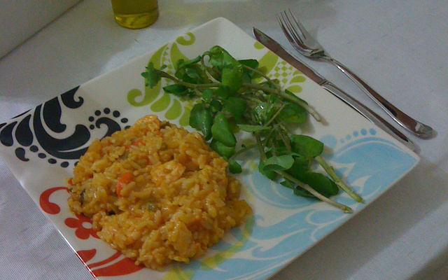 Risoto de camarão e marisco