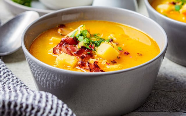 Sopa de mandioca com carne seca