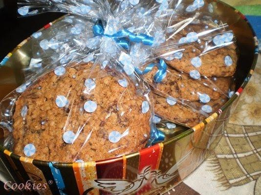 Cookies de aveia com chocolate
