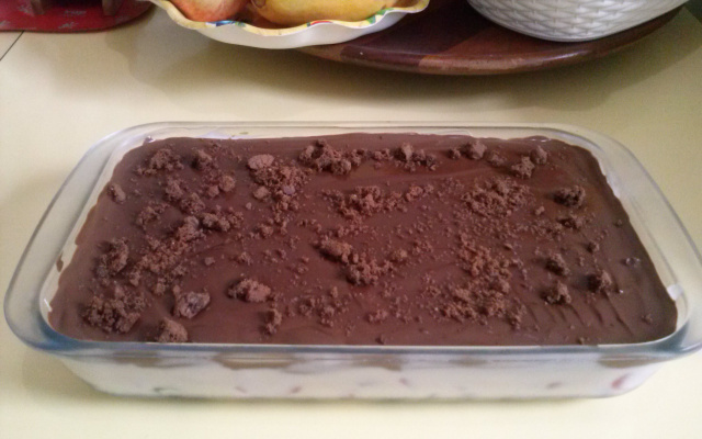 Pavê de morango e chocolate da Andréia