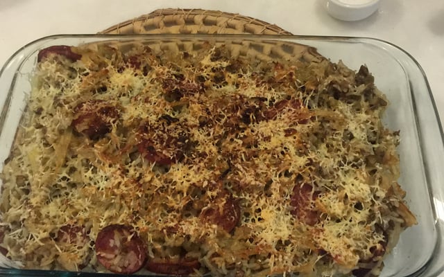 Arroz com lentilha e calabresa