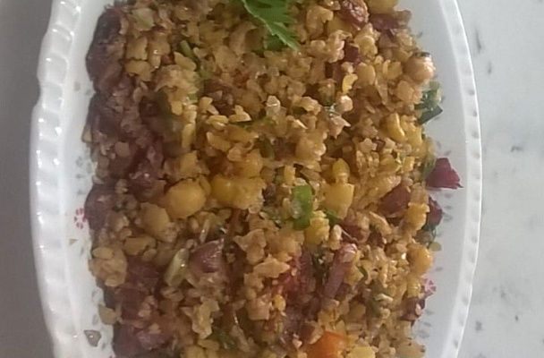 Grão-de-bico com bacon