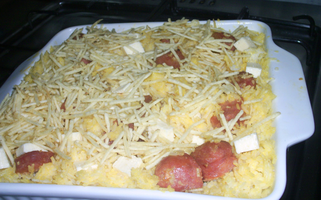 Arroz de forno com linguiça