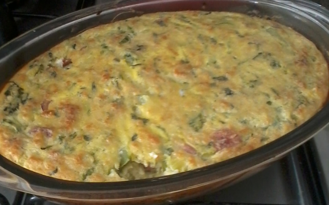 Souflé de abobrinha com linguiça defumada