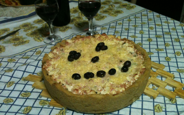 Torta salgada de ricota com presunto