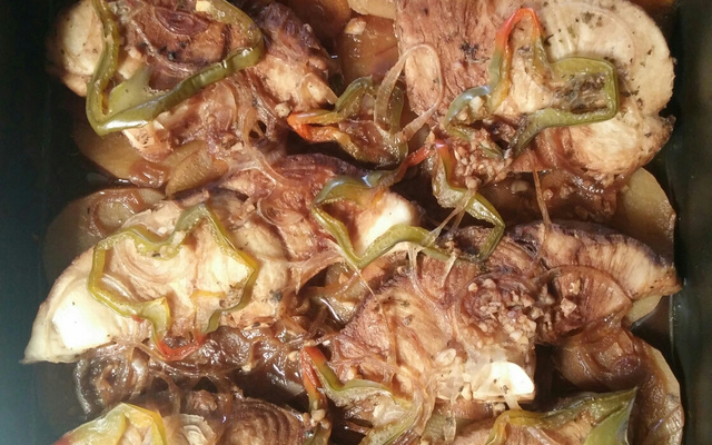 Cação ao forno com batatas