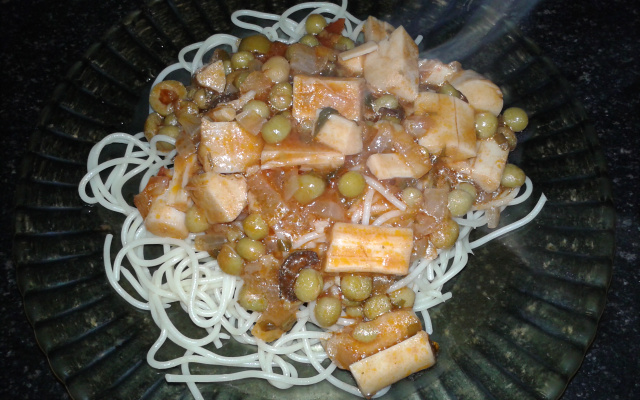 Macarrão ao molho de palmito