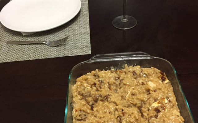 Risoto de cebola caramelizada com queijo brie e amêndoas