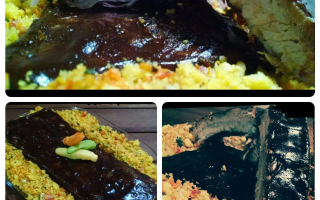 Costelinha barbecue com farofa caipira