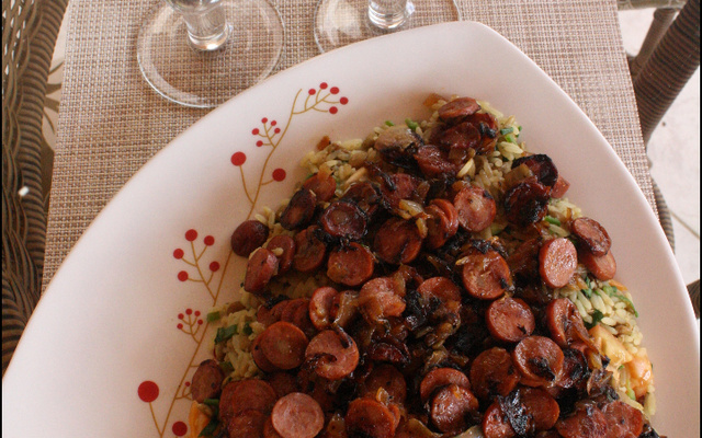 Arrumadinho de arroz com lentilha