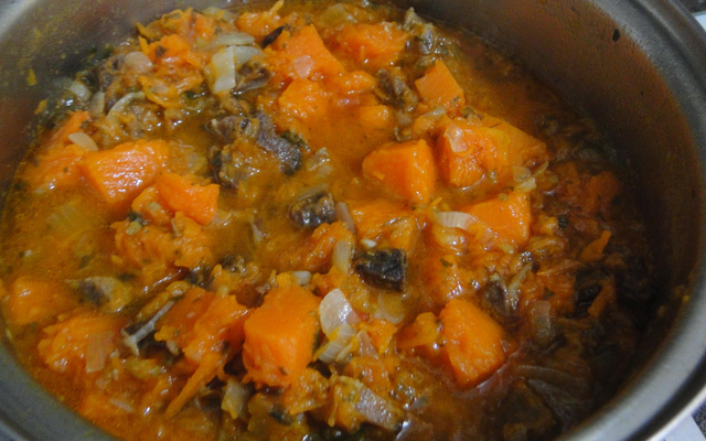 Lascas de carne seca com abóbora