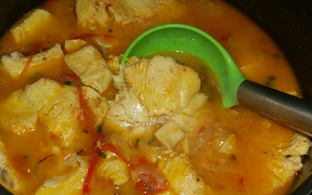 Moqueca com camarão e pirão