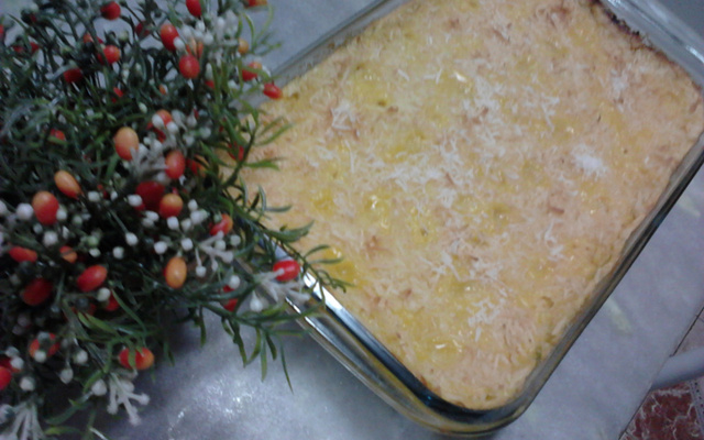 Bolo de milho com leite condensado e coco (sem farinha de trigo)