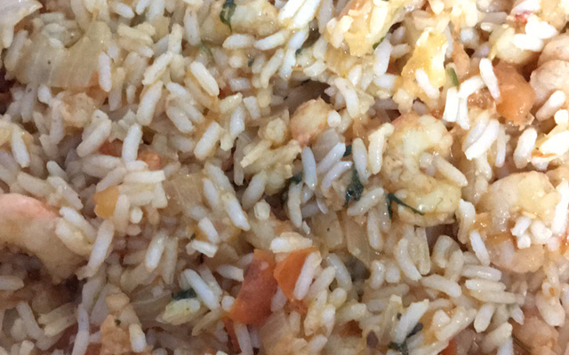 Risoto de camarão delicioso