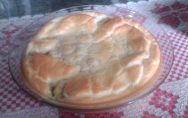 Souflé de cação ao creme de aveia com alecrim