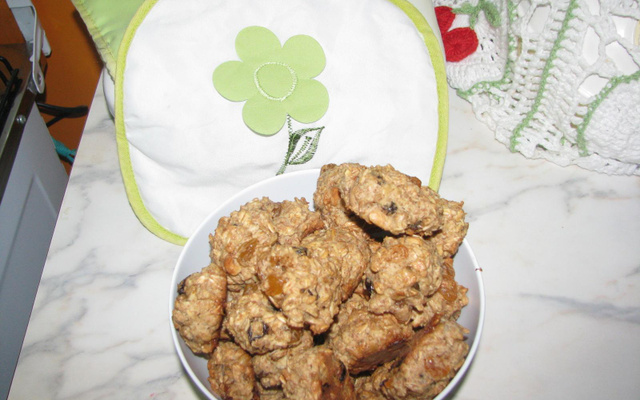 Biscoito vitaminado de aveia com chocolate ou uvas passa