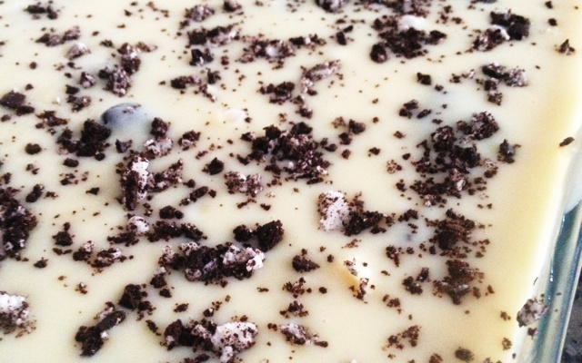 Pavê de chocolate branco com Negresco