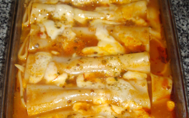 Canelone de frango com catupiry