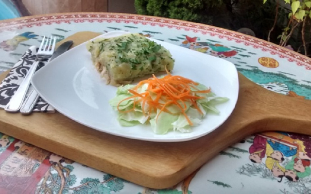 Escondidinho de frango com batata doce