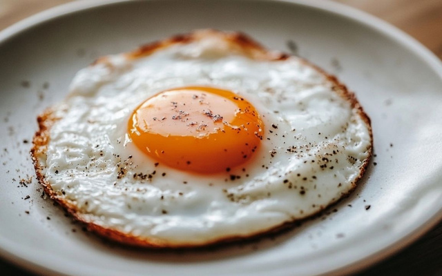 Ovo frito na airfryer com miolo mole, borda dourada e tempero