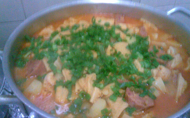 Bucho com batata e paio da Silvia