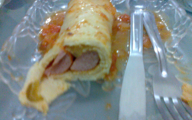 Panqueca de soja com salsicha