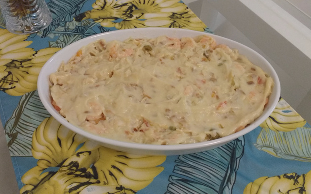 Bacalhau cremoso com camarão