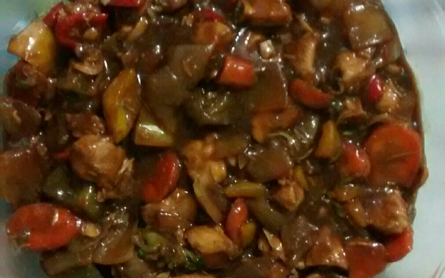 Frango xadrez e arroz shop suey