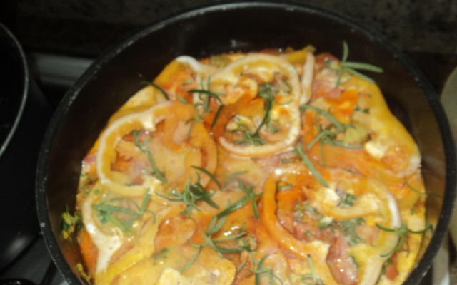 Cação ao leite de coco e vinho do Porto