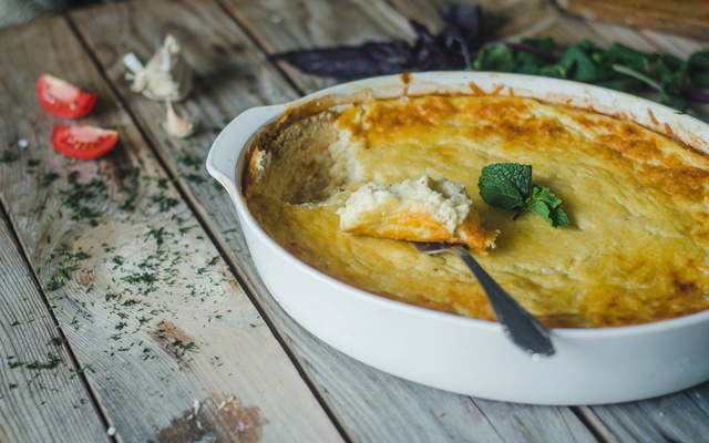 Souflé de legumes com mussarela e presunto