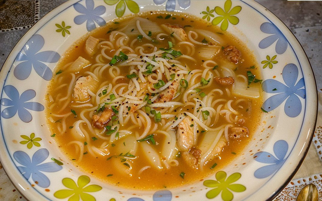 Sopa de macarrão com batata e cenoura